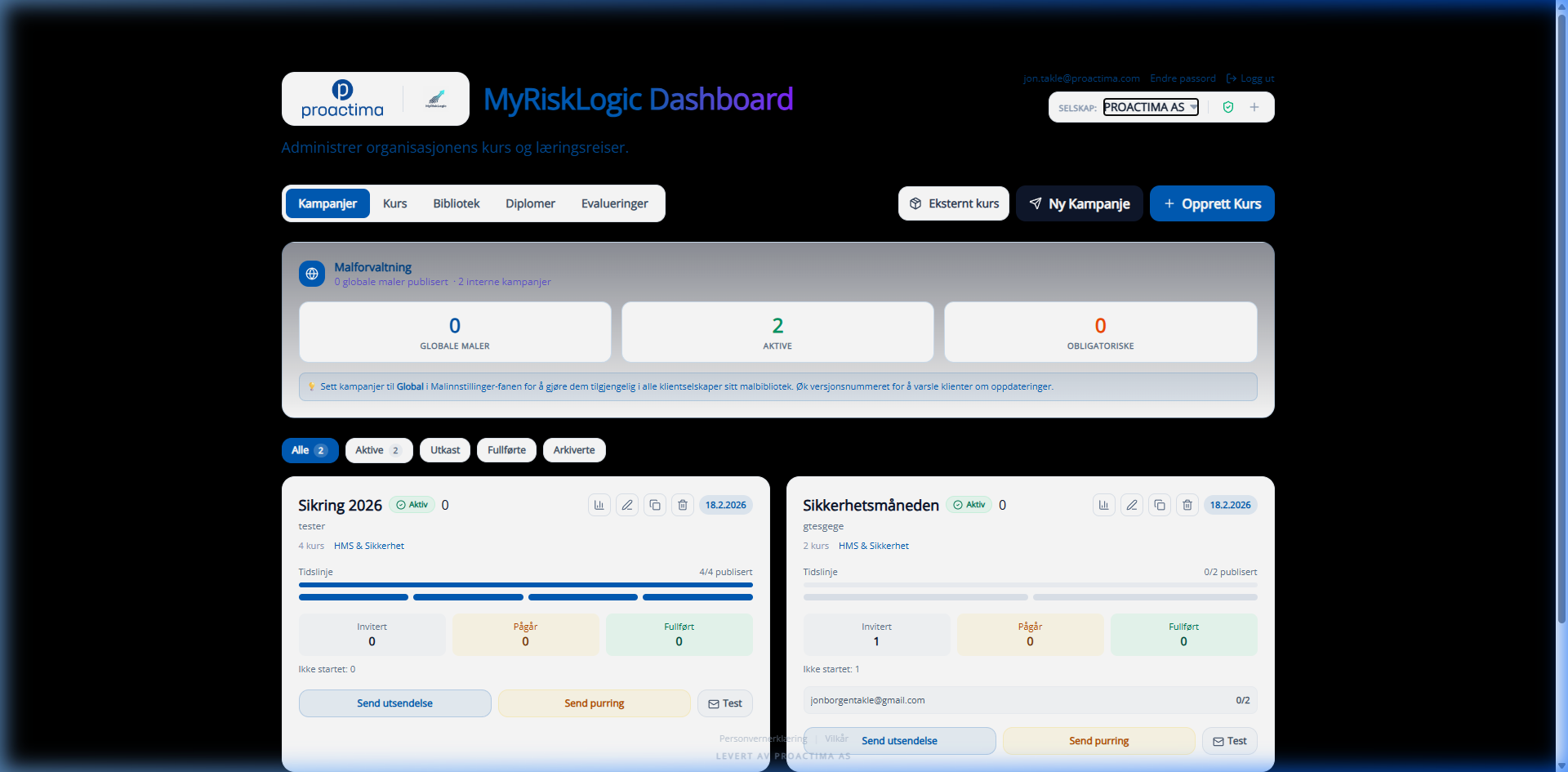 MyRiskLogic Dashboard